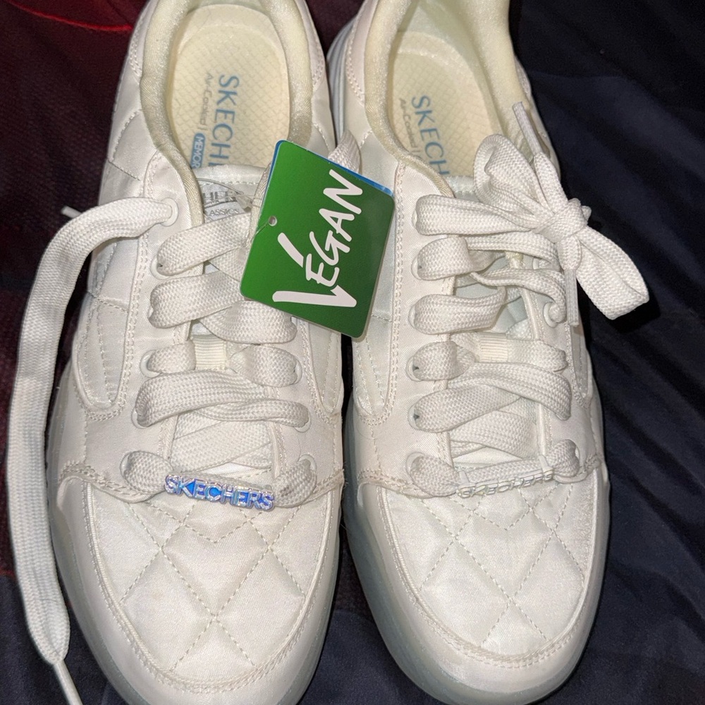 Skechers Women's Vegan Quilted White Sneakers